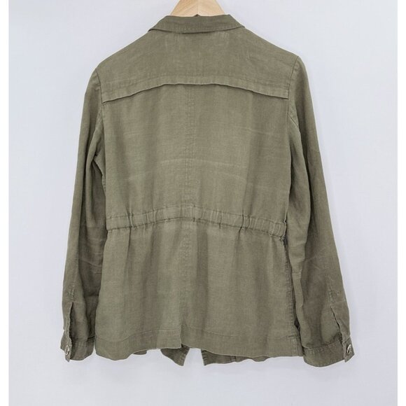 INC International Concepts Green 100% Linen Military Style Jacket Sz M Preppy - Picture 2 of 10
